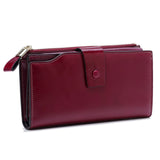 Wallet Oil Wax Leather Hasp Zipper Genuine Leather