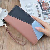 Wallet Soft Leather, Clutch, Patchwork, Cell Phone, Card Holders