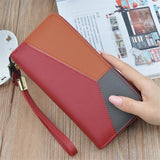 Wallet Soft Leather, Clutch, Patchwork, Cell Phone, Card Holders