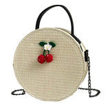 Women Handbag Simple Weave Round Tote Handbags
