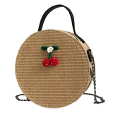 Women Handbag Simple Weave Round Tote Handbags