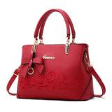 Women Shoulder Bag Leather Embroidery flower