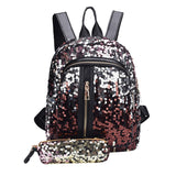 Women Backpack Sequins Pattern School Bag  + Clutch bag