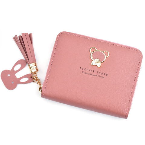 Wallet Tassel Cute Leather Zipper Credit Card Holder