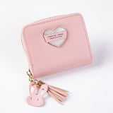 Wallet Leather Heart Pattern Mini Elegant