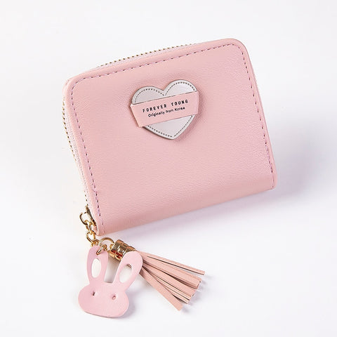 Wallet Leather Heart Pattern Mini Elegant