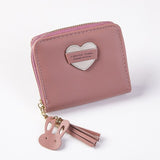 Wallet Leather Heart Pattern Mini Elegant