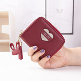 Wallet Leather Heart Pattern Mini Elegant