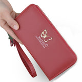 Wallet Butterfly Leather Card Holder Long Zipper