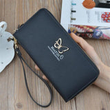 Wallet Butterfly Leather Card Holder Long Zipper