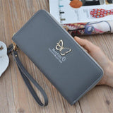 Wallet Butterfly Leather Card Holder Long Zipper