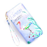 Wallet Zipper Capacity Double-face Printing Crane Carteira