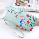 Wallet Zipper Capacity Double-face Printing Crane Carteira