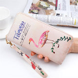 Wallet Zipper Capacity Double-face Printing Crane Carteira